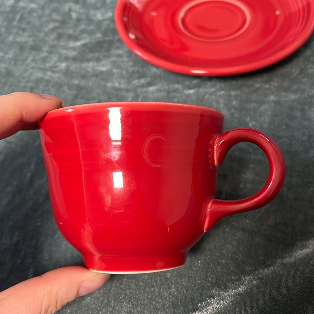 Fiesta Fiestaware Cup and Saucer Set Red - Picture 2 of 4